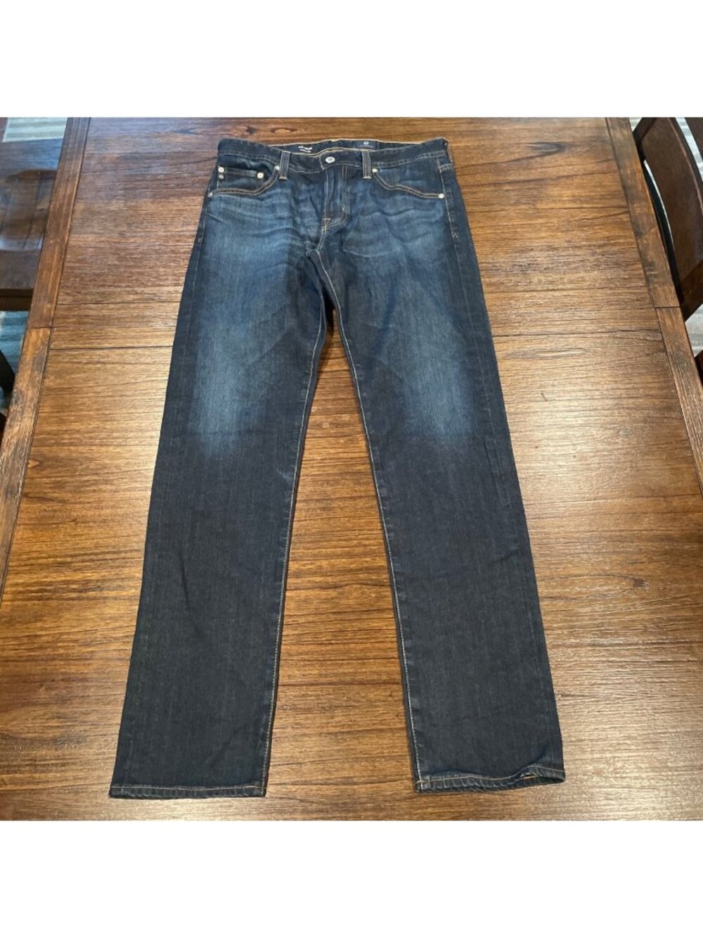 AG Tellis Modern Slim Jean Mens 32x33 Dark Wash Indigo Stretch Faded Distressed